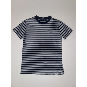 Polo Ralph Lauren Boys Size 8 Navy Blue Striped Pony Logo T Shirt
